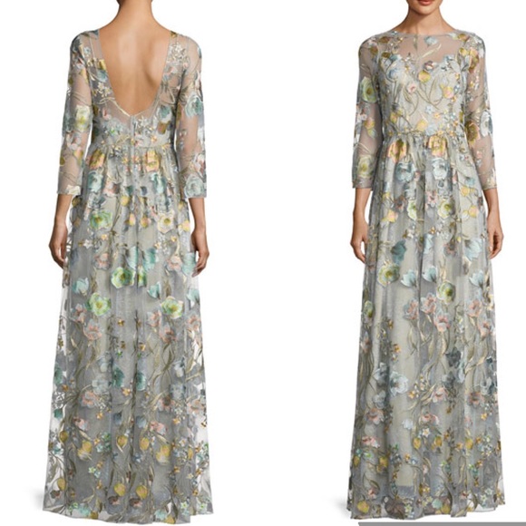 Marchesa Dresses & Skirts - Marchesa NOTTE light blue floral embroidered gown
